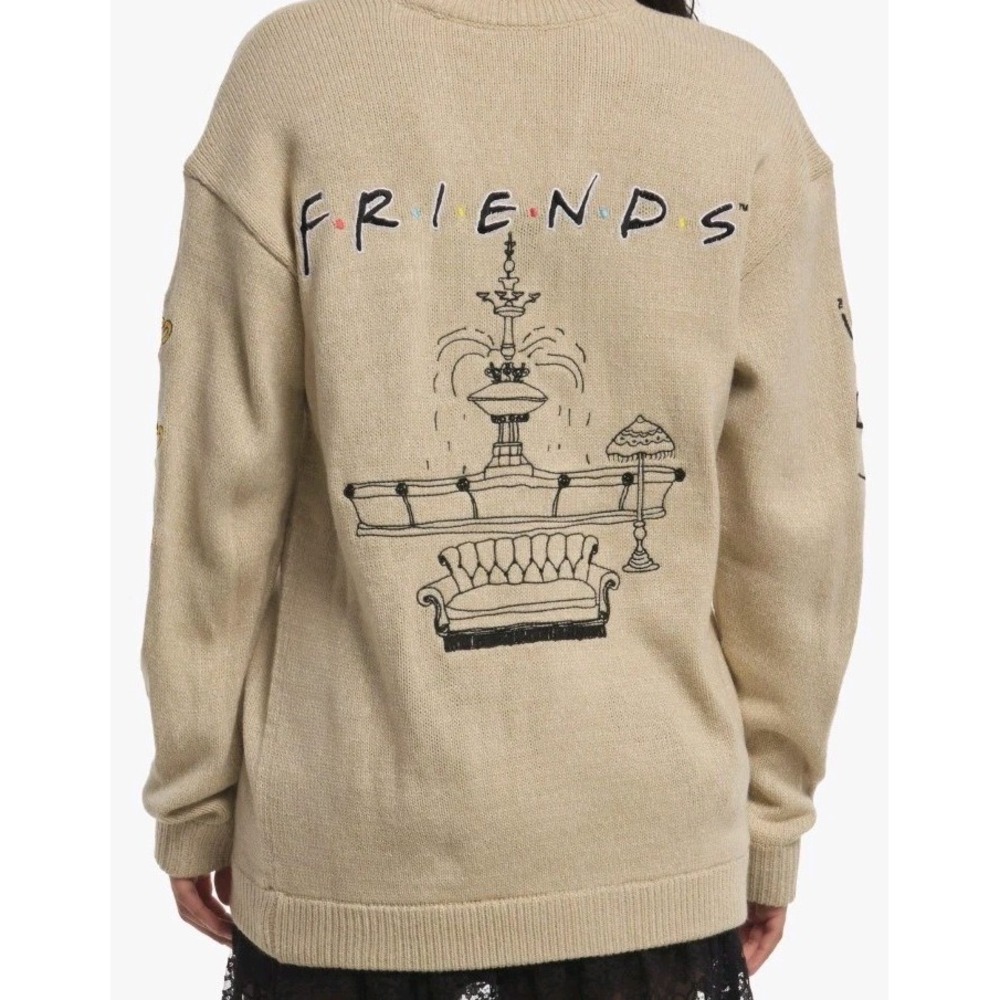 NEW Friends Central Perk Cardigan Sweater Embroidered Wom LG TV Show